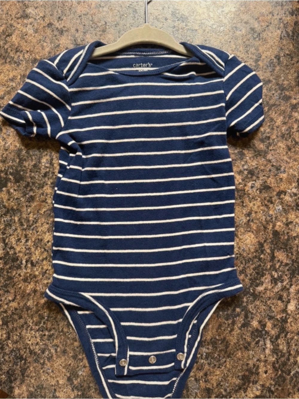 Carter's Navy & White Striped Short-Sleeve Bodysuit